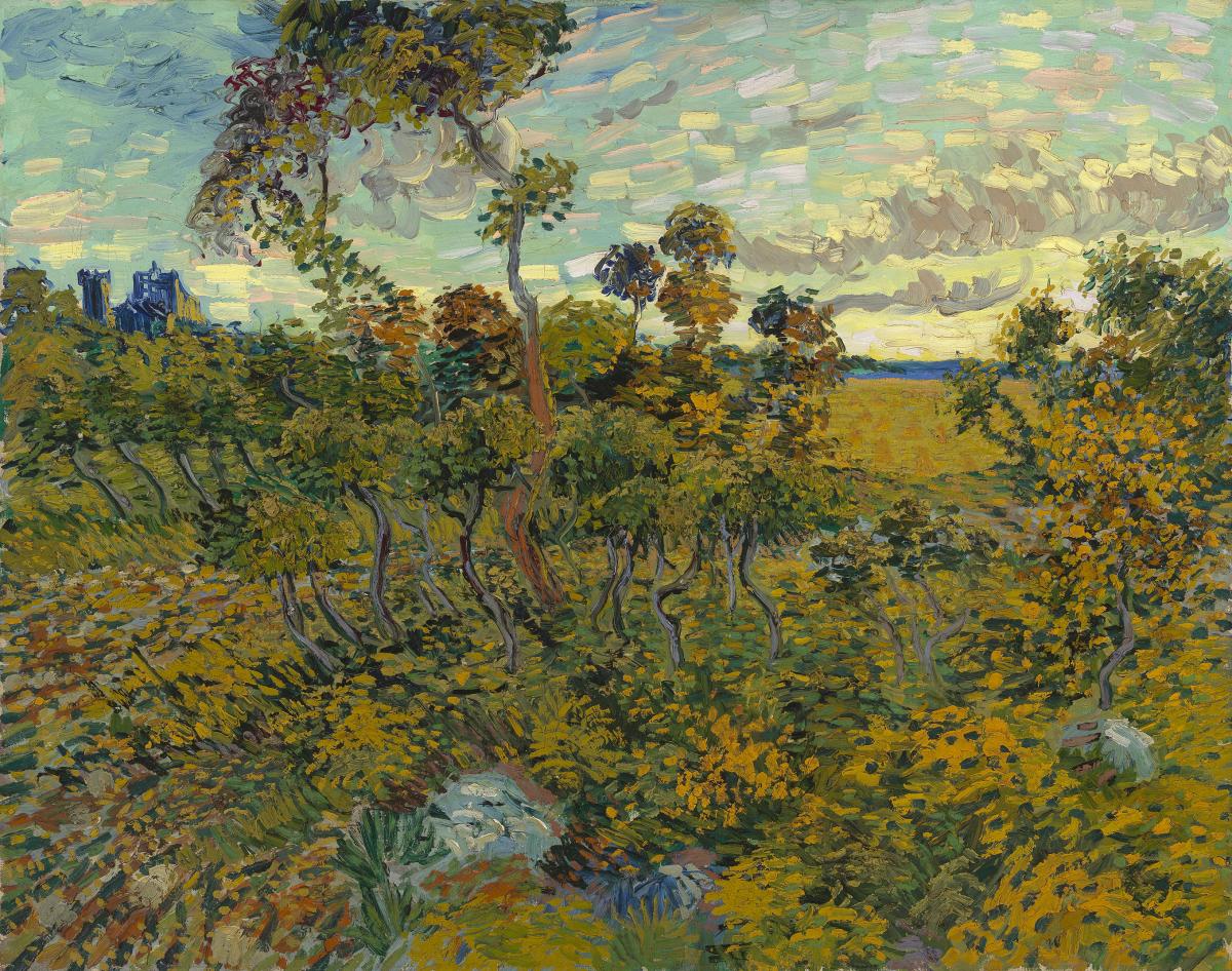 Vincent van Gogh Naplemente a Montmajour-ban című festménye