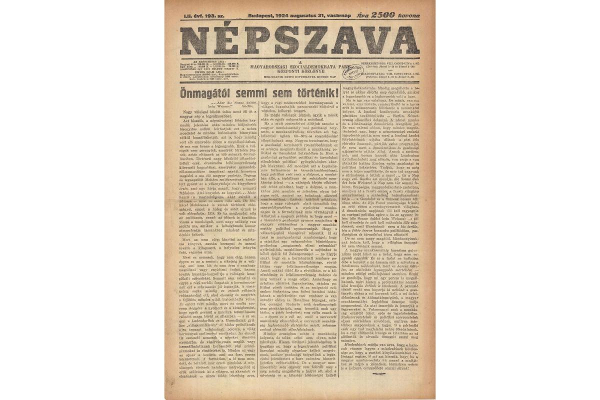 Már száz éve is azt írta az újság, hogy a magyar nép éppen a legsúlyosabb válságát éli át 