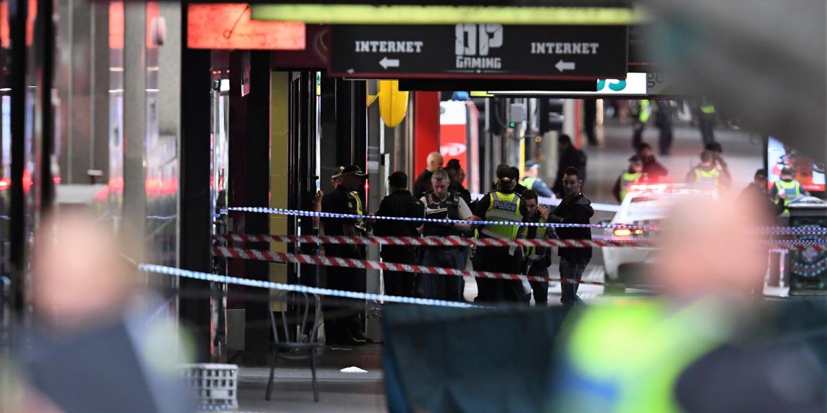 A melbourne-i késes terrortámadás helyszíne, 2018. november 9-én