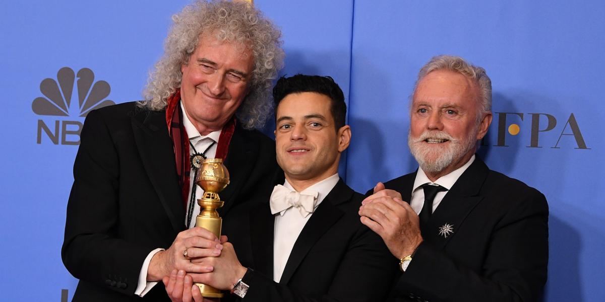 Brian May, Rami Malek és Roger Taylor a Bohém rapszódia alkotói