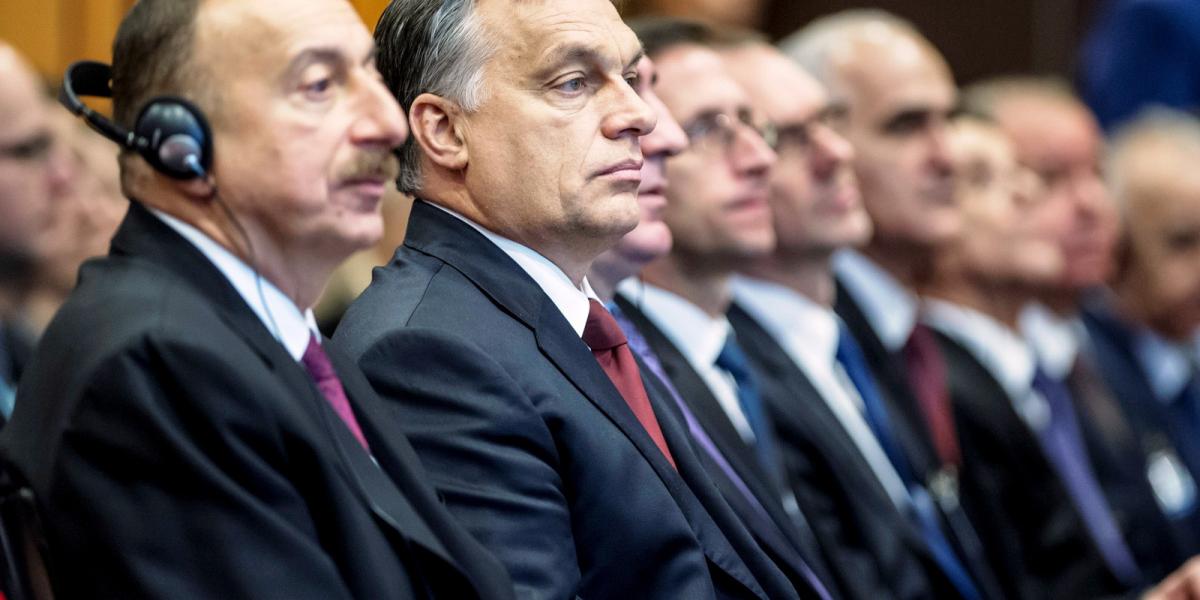 Alijev azeri elnök és Orbán Budapesten, 2014 novemberében