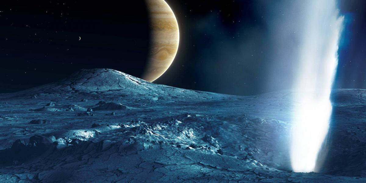 Illusztráció: Gejzír a Jupiter Európé nevű holdján