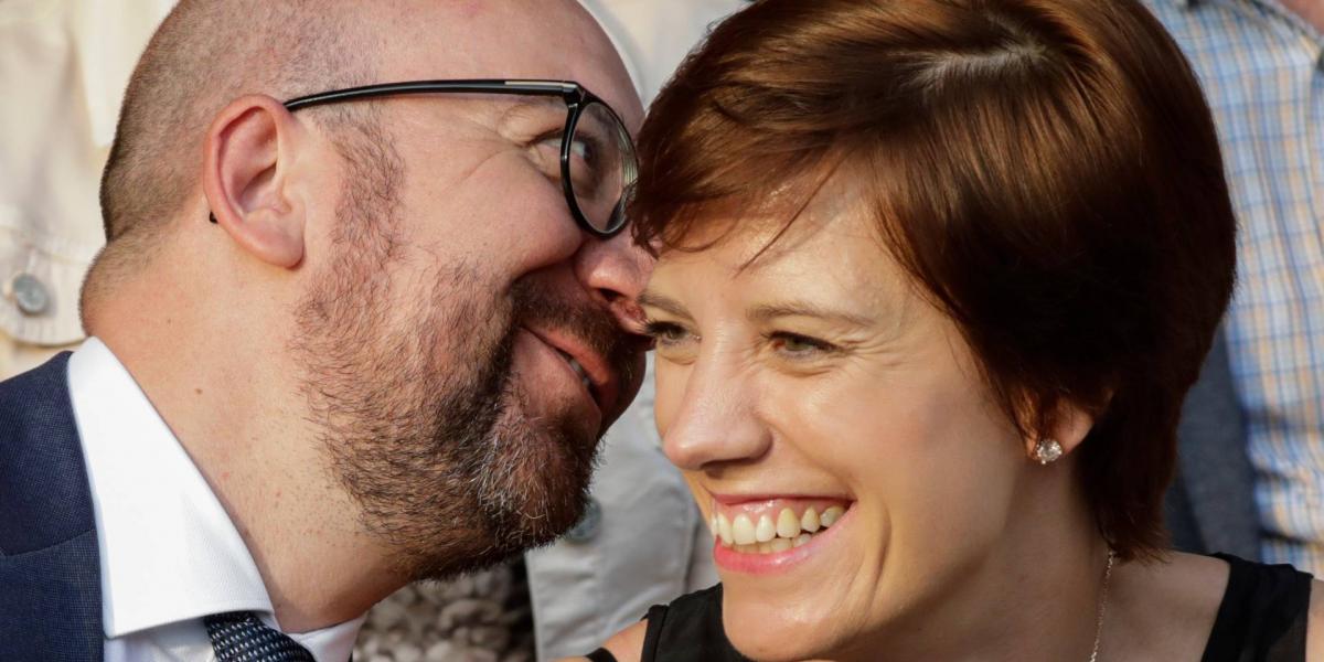 Charles Michel és menyasszonya Amelie Derbaudrenghien