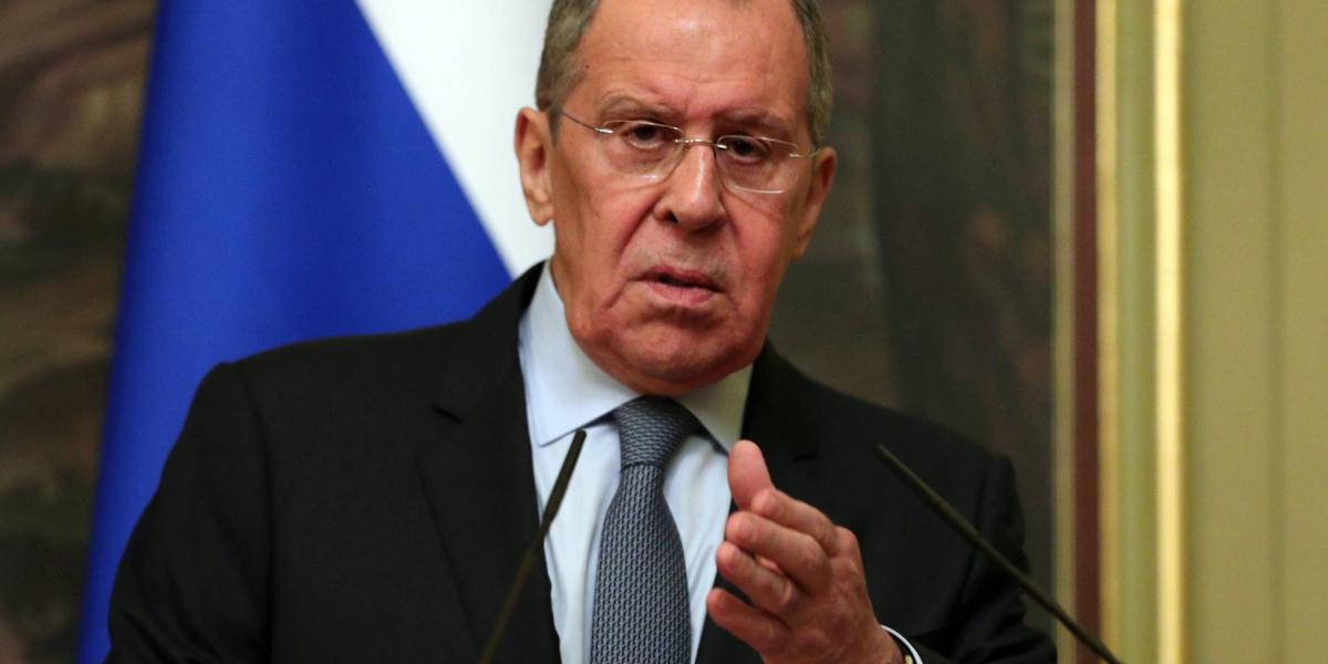 Szergej Lavrov orosz külügyminiszter egy moszkvai sajtókonferencián, 2020. augusztus 11-én