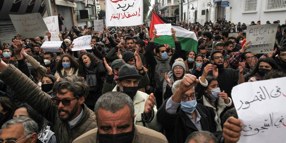 Protest Calling For The Fall Of The Regime In Tunisia