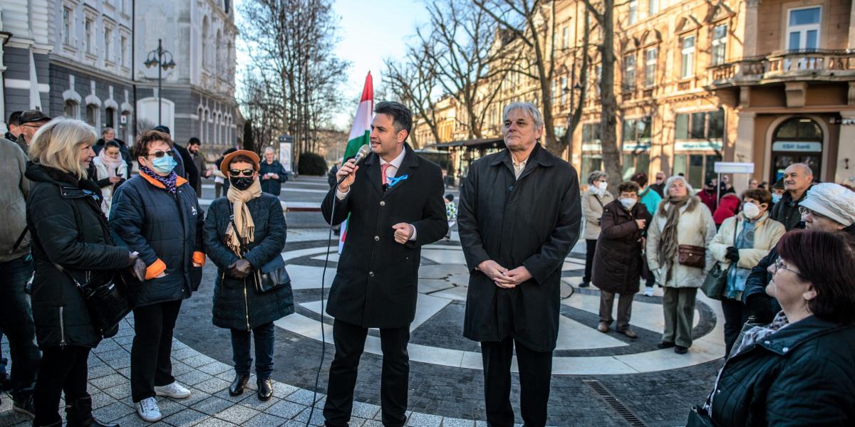 Márki-Zay Péter és az „igazi” Varga István múlt szombaton Kaposváron.