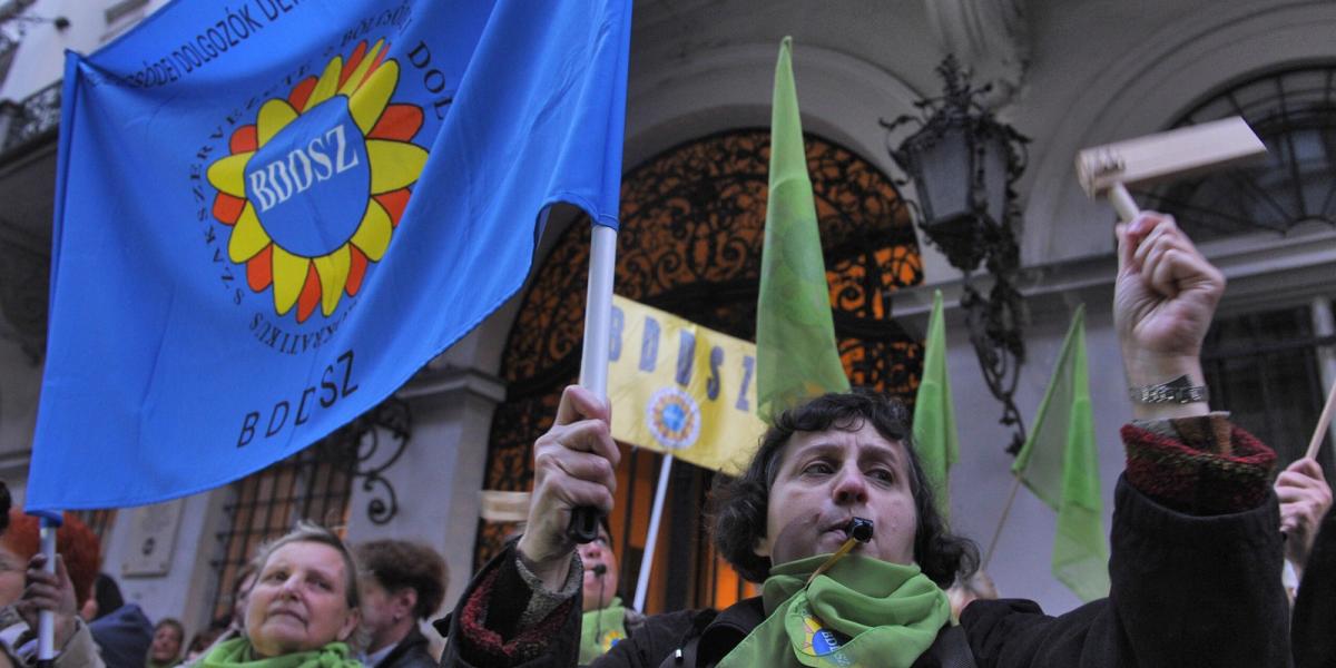 A Szociális Engedetlenség Napját tíz szakszervezet támogatta FOTÓ: SZALMÁS PÉTER