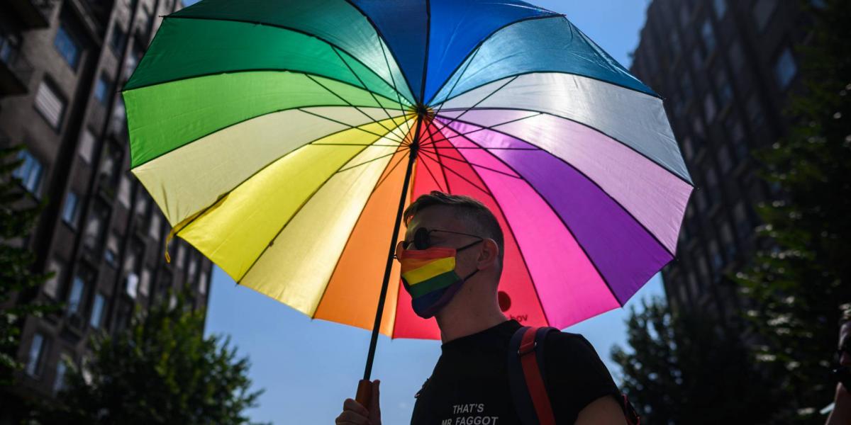 Pride felvonulás Budapesten a Madách Imre téren, 2021 július 24-én.