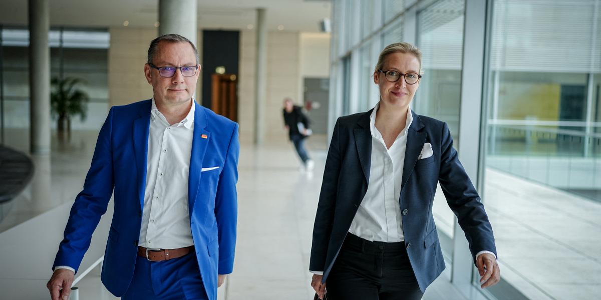 Tino Chrupalla és Alice Weidel, az AfD EP-frakciójának két vezetője