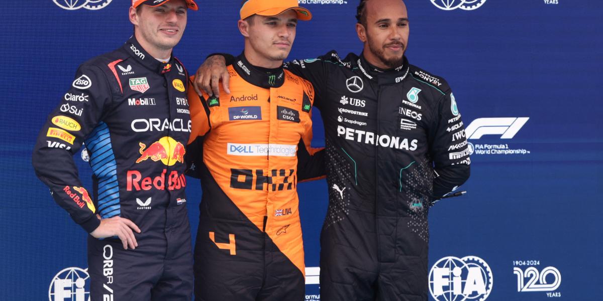 Max Verstappen, Lando Norris és Lewis Hamilton