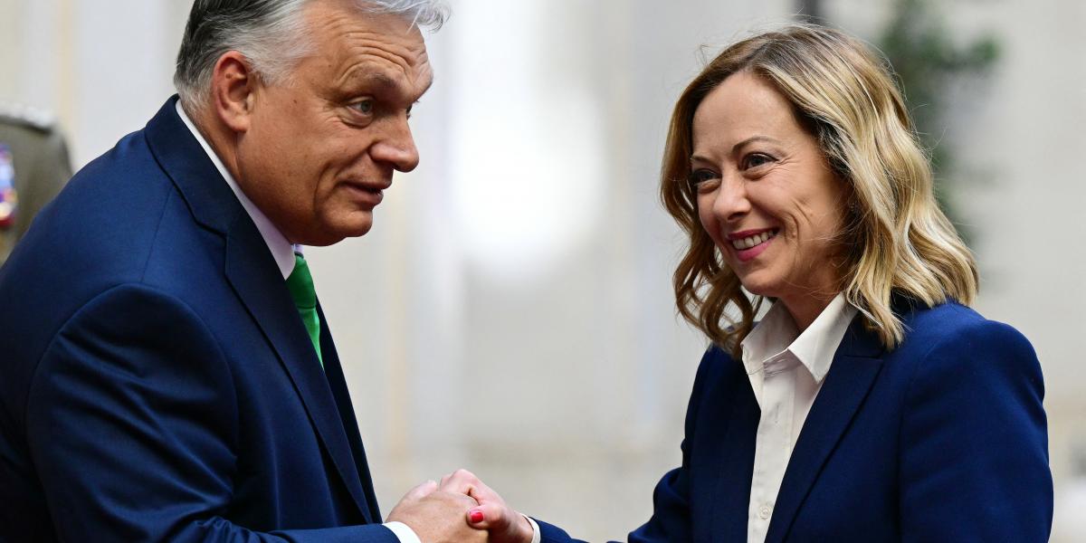 Orbán Viktor miniszterelnök és Giorgia Meloni olasz kormányfő