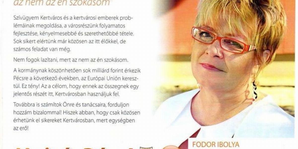 "Forduljon hozzám bizalommal" Fodor Ibolya választási plakátja Forrás: Facebook