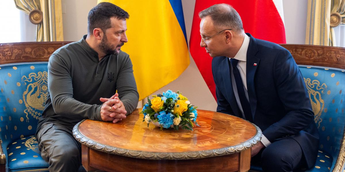 Andrzej Duda lengyel és Volodimir Zelenszkij ukrán elnök 2024. július 8-án Varsóban