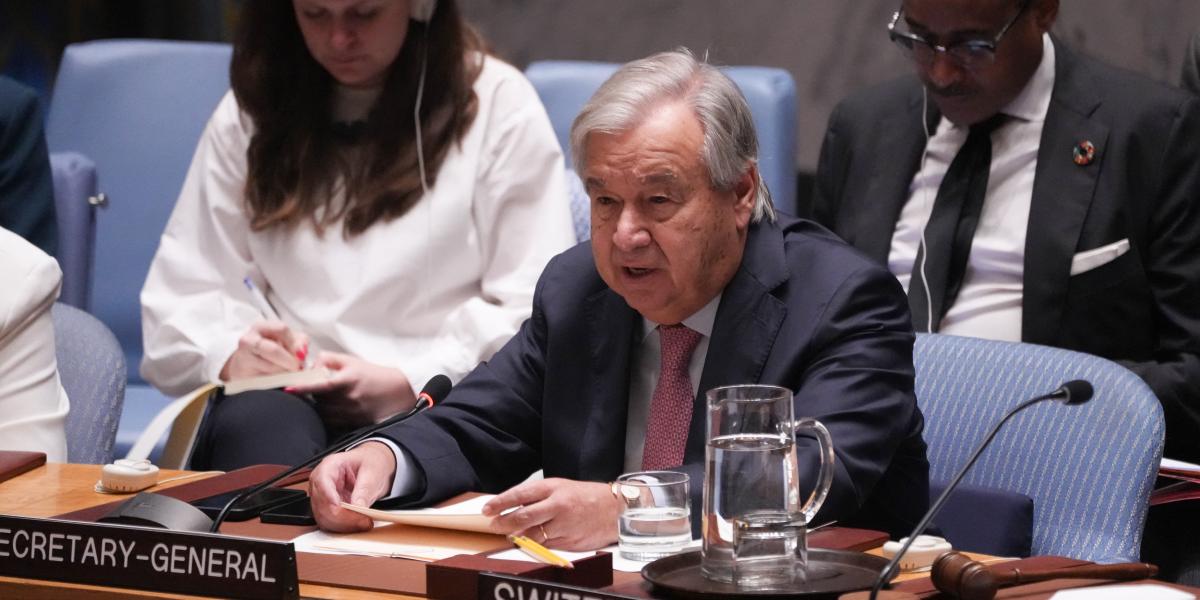 António Guterres ENSZ-főtitkár a világszervezet Biztonsági Tanácsában