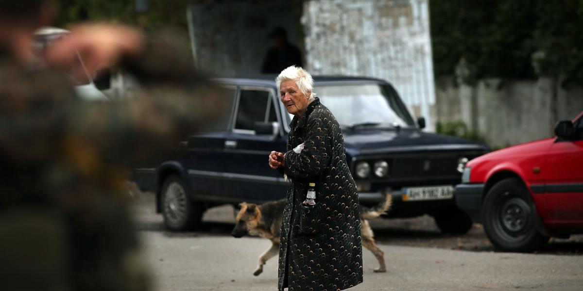 Ukrán nyugdíjas Donyeck megyében. FOTÓ: Getty Images/Spencer Platt