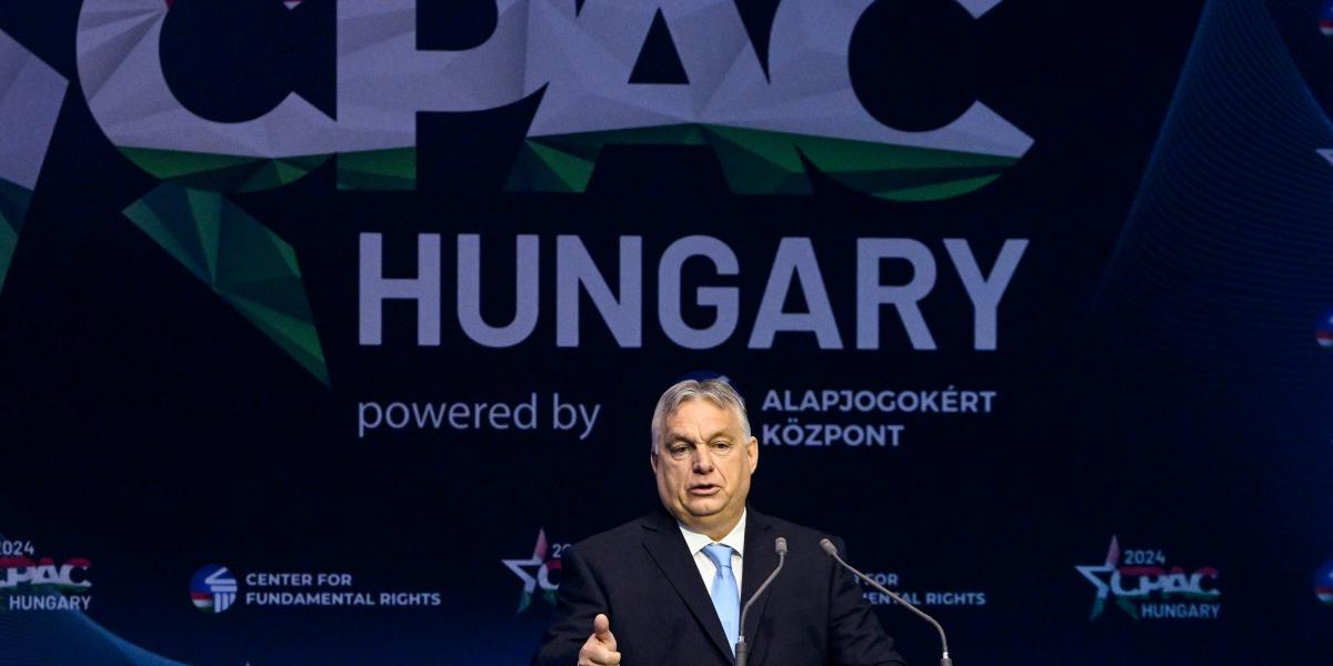 Orbán Viktor beszédet mond a CPAC első napján a Millenárison 2024. április 25-én