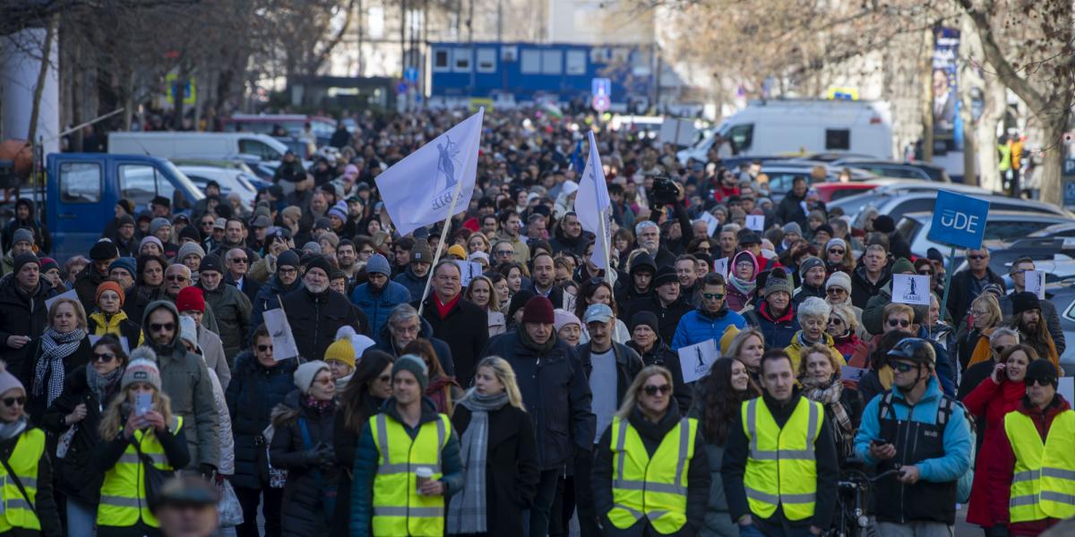 Tüntetők február 22-én 