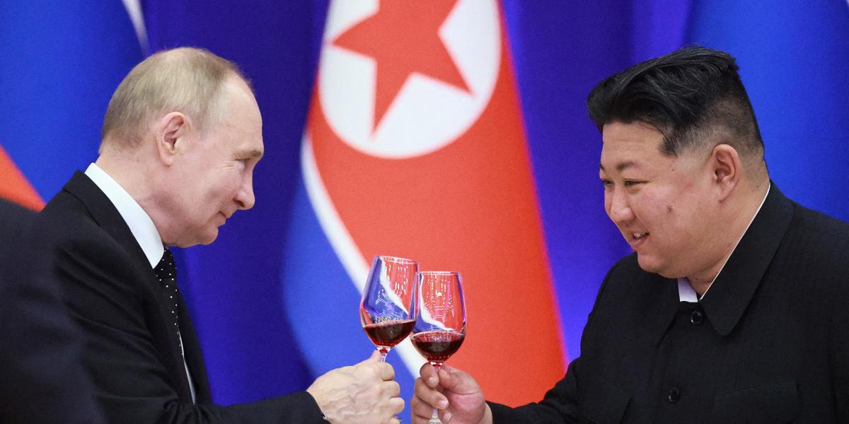 Vlagyimir Putyin és Kim Dzsongun egy 2024-es felvételen