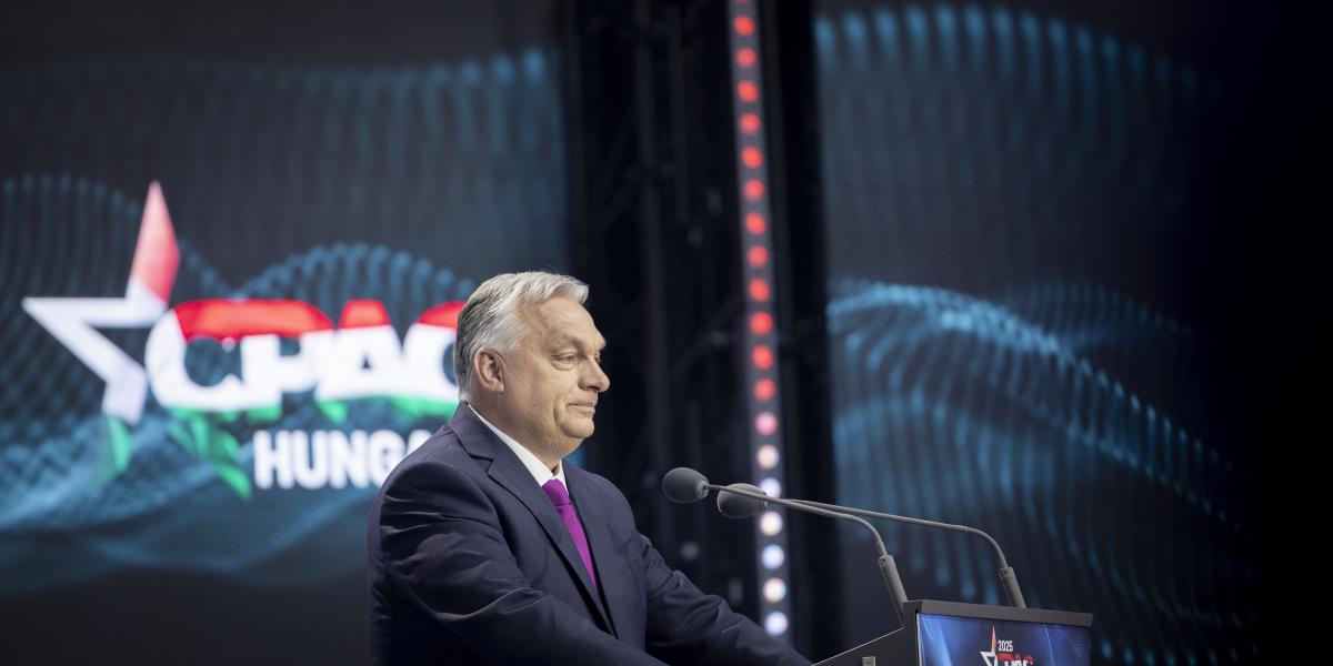 Orbán Viktor beszédet mond a CPAC Hungary megnyitóján 2025. május 29-én