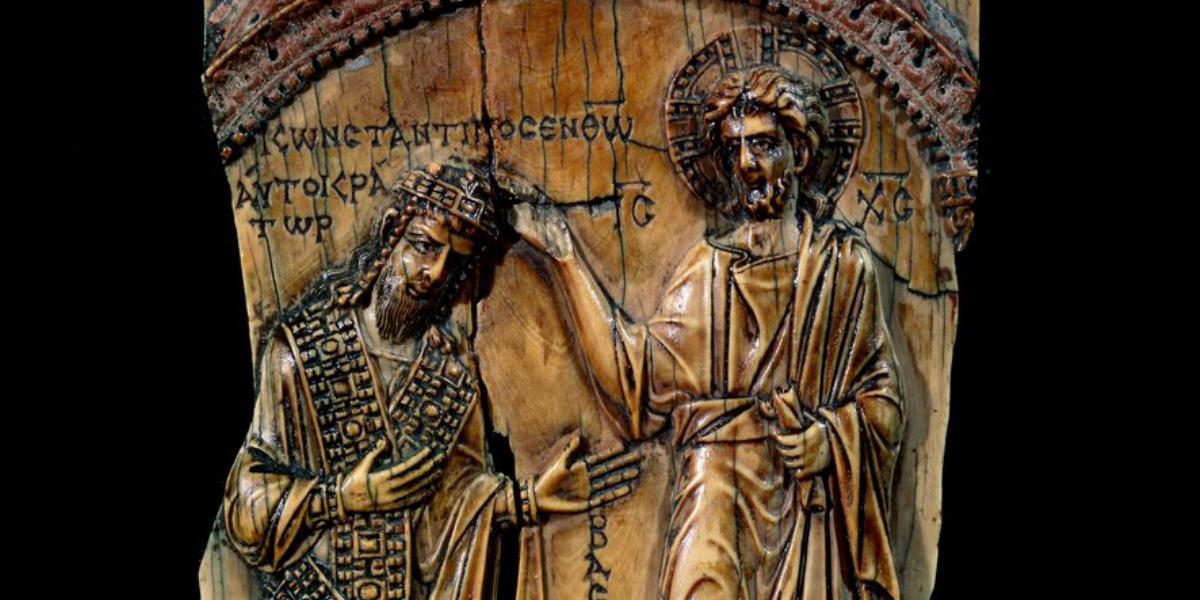 Jézus megáldja Bíborbanszületett Konstantin bizánci császárt
