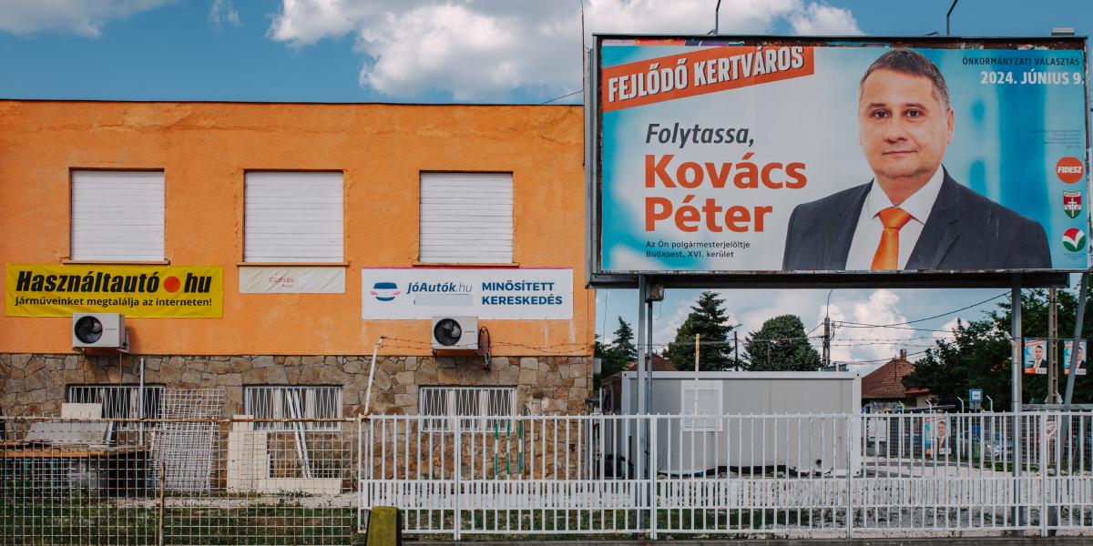A jelenlegi fideszes polgármester, Kovács Péter választási plakátja 2024-ben 