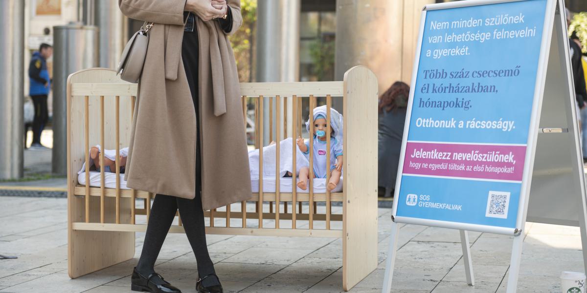 Nevelőszülők toborzása a Nyugati téren tavaly októberben.