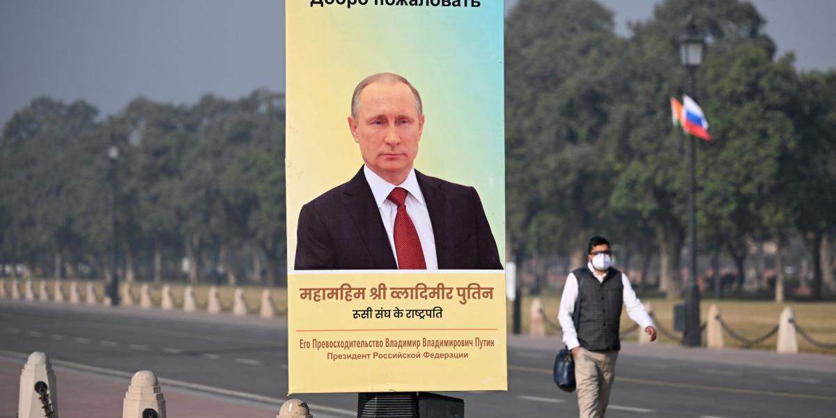 Putyin-plakát Újdelhiben