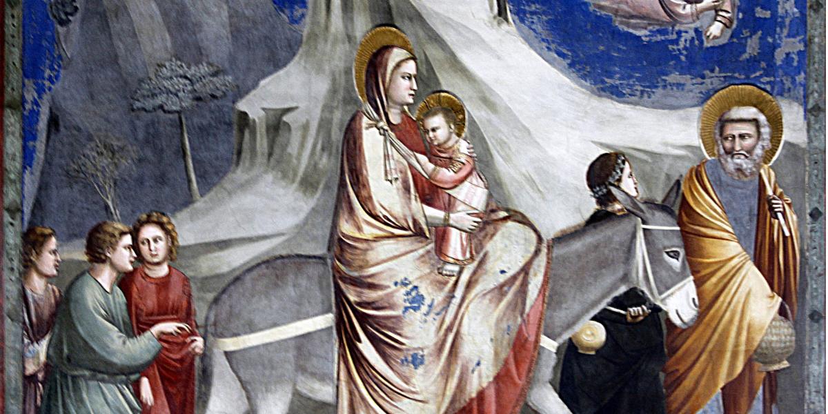 A zsidó gyerek, a csóró Istenfia, a legközelebbi nyugati birodalomba menekülő ősmigráns Gio­tto di Bondone freskóján