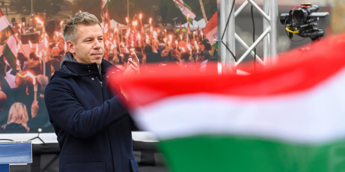 Magyar Péter a Tisza Párt gyűlésén 