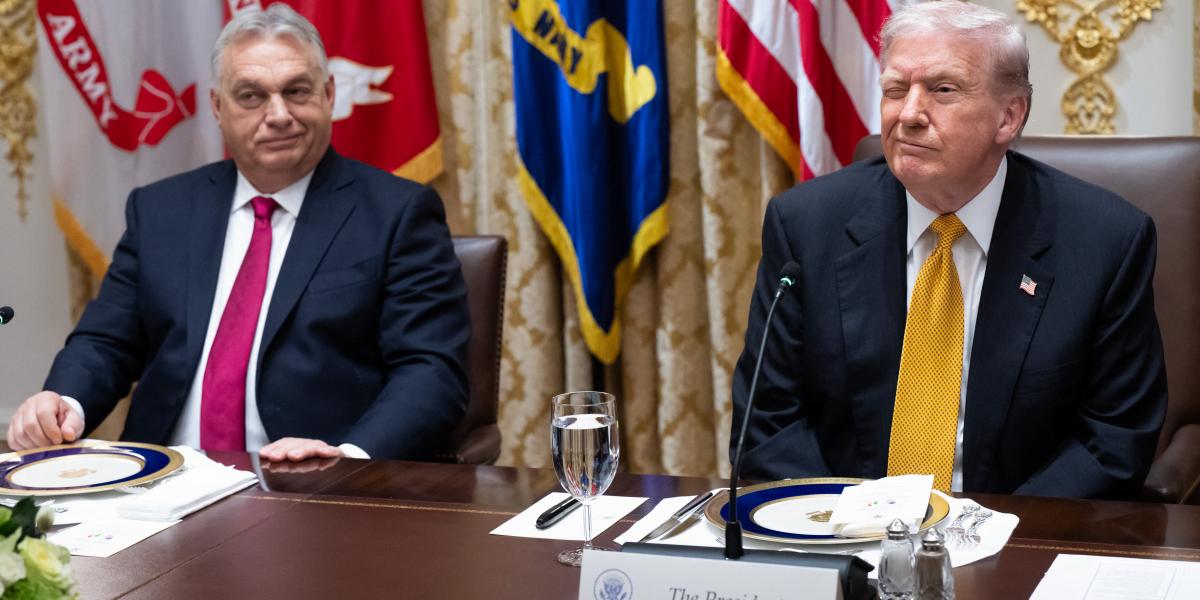 Orbán Viktor és Donald Trump a Fehér Házban, 2025. november 7-én.