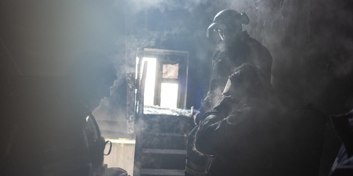 Egy kiégett ukrajnai lakóház – korábbi felvétel