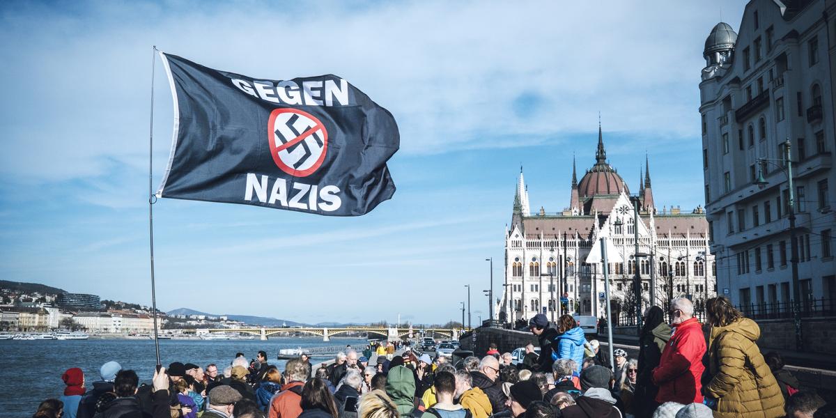 Antifasiszta felvonulás 2024 februárjában.