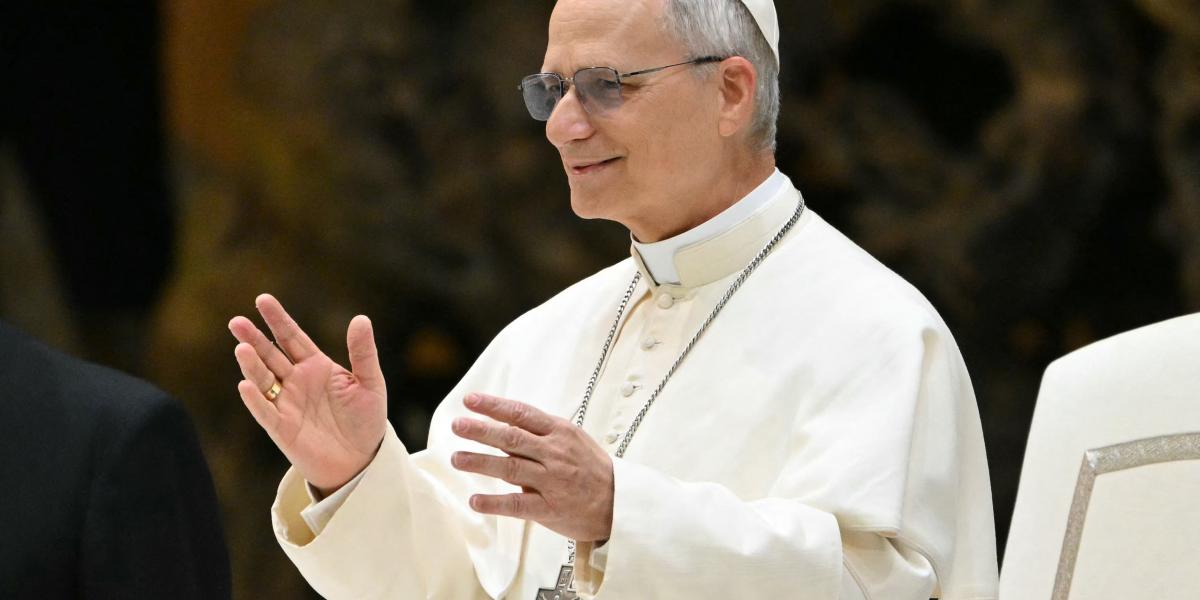 XIV. Leó pápa a Vatikán VI. Pál-termében május 12-én 