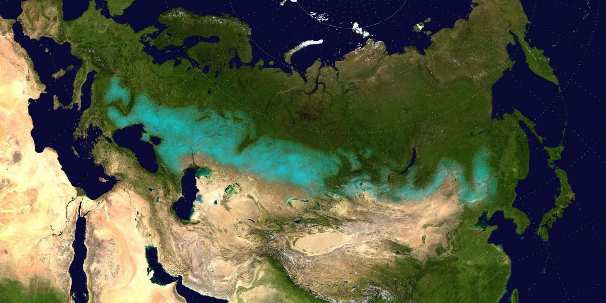 Az ugor–magyar szétválás után őseink a sztyeppén (a műholdképen a világoszöld terület) folytatták életüket