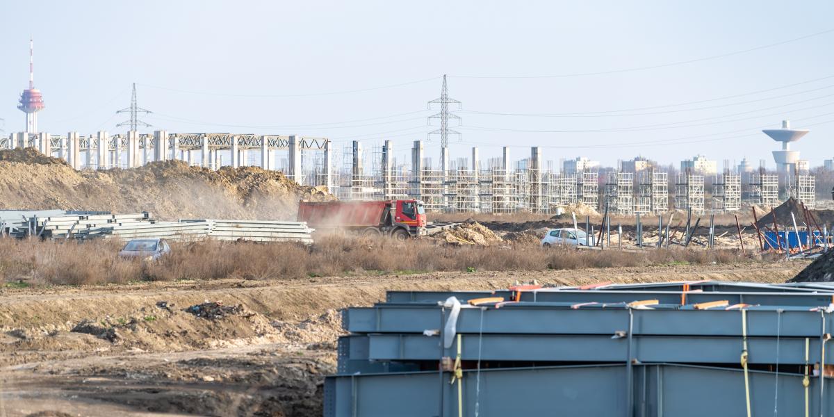 BYD gyár építési területe Szeged határában 2025. február 7-én