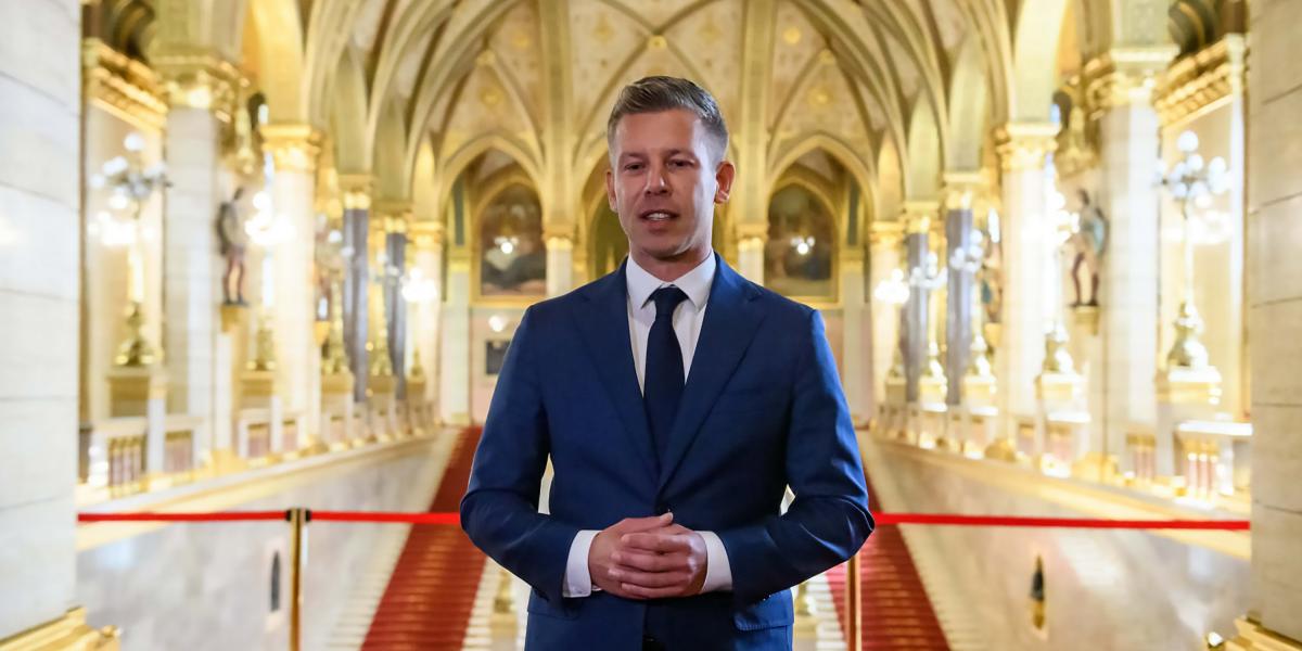 Magyar Péter az Országházban április 17-én.