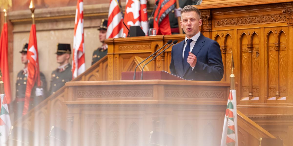 Magyar Péter az Országgyűlés alakuló ülésén, 2026. május 9-én.