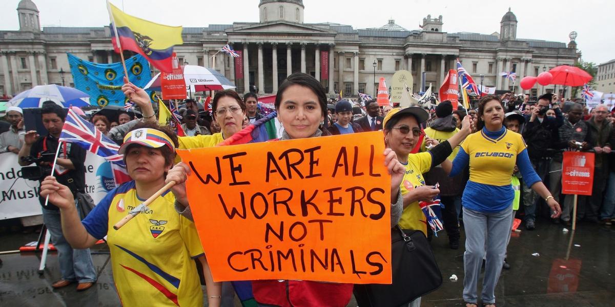 Bevándorlók tüntetnek Londonban 2007-ben Fotó: Matt Cardy/Getty Images