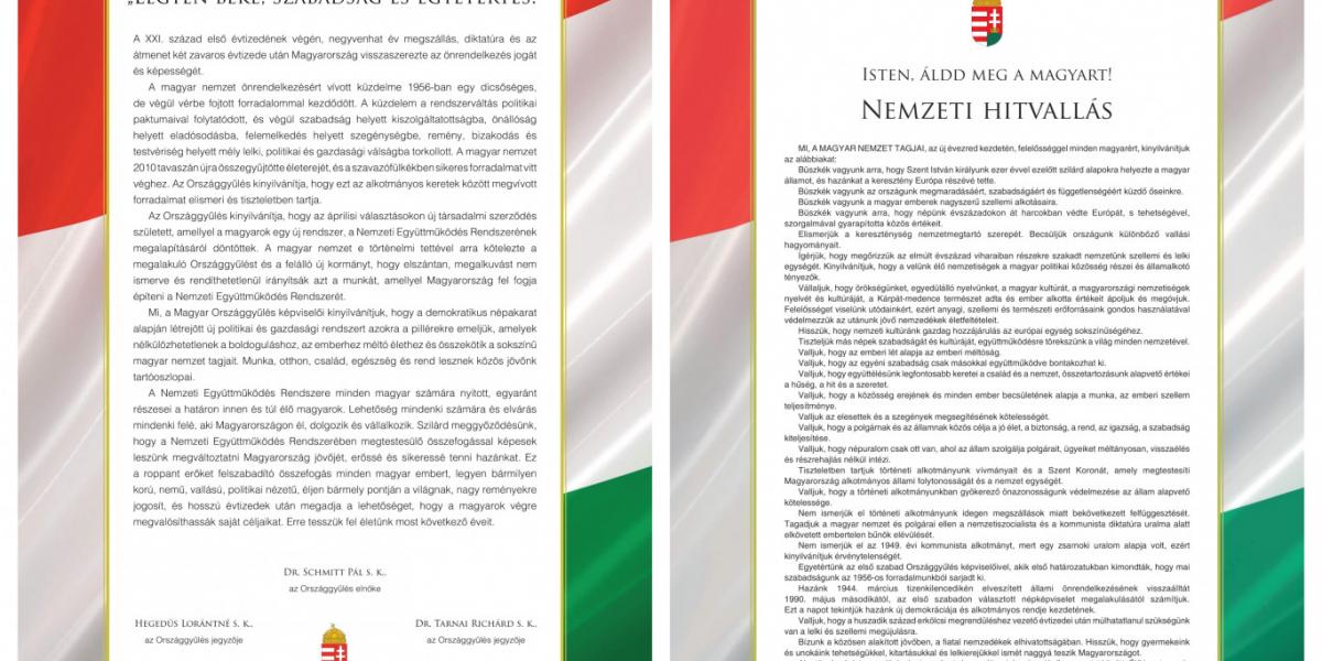 A Nemzeti Együttműködés Nyilatkozata és a Nemzeti Hitvallás 