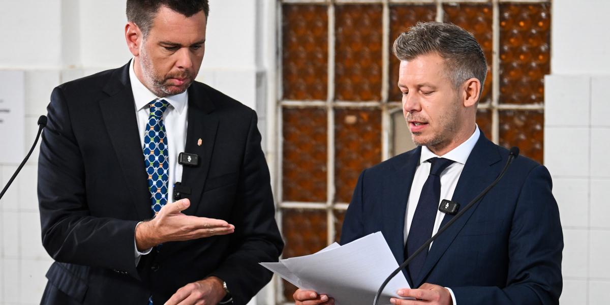 Vitézy Dávid miniszter és Magyar Péter kormányfő sajtótájékoztatója