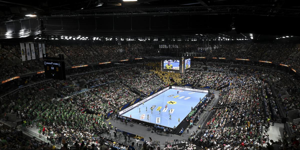 Az MVM Dome enteriőrje a női kézilabda Bajnokok Ligája döntője alatt, 2026. június 7-én