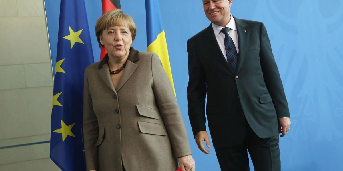 Angela Merkel és Klaus Johannis a berlini sajtóértekezlet előtt FOTÓ: EUROPRESS/GETTY IMAGES/SEAN GALLUP