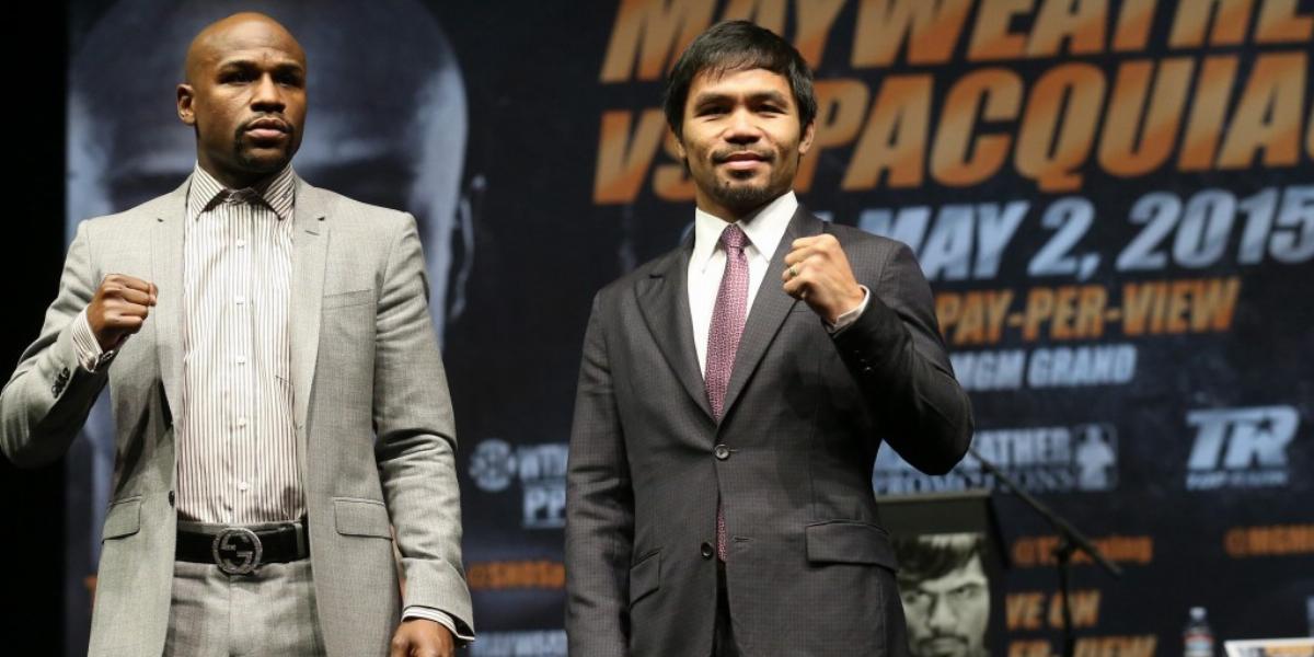 Mayweather (balra) és Pacquiao FOTÓ: EUROPRESS/GETTY IMAGES/STEPHEN DUNN