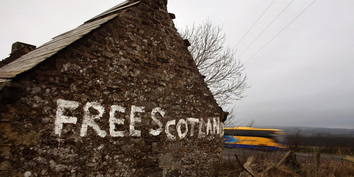 Bannockburnben is a skót függetlenséget sürgetik ezzel a graffity-vel. Fotó: Jeff J. Mitchell/ Getty Images.