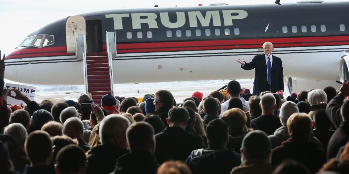 Donald Trump saját repülőgépén járta Iowát FOTÓ: EUROPRESS/GETTY IMAGES/SCOTT OLSON