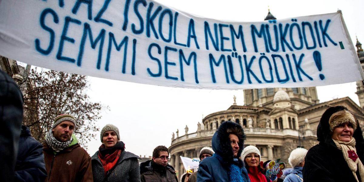 A felvétel egy korábbi tüntetésen készült/Népszava fotó