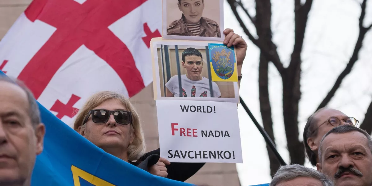 New Yorkban is tüntettek az ukrán pilótanő szabadon bocsátása érdekében - Fotó: Albin Lohr-Jones / Pacific Press / Getty Images