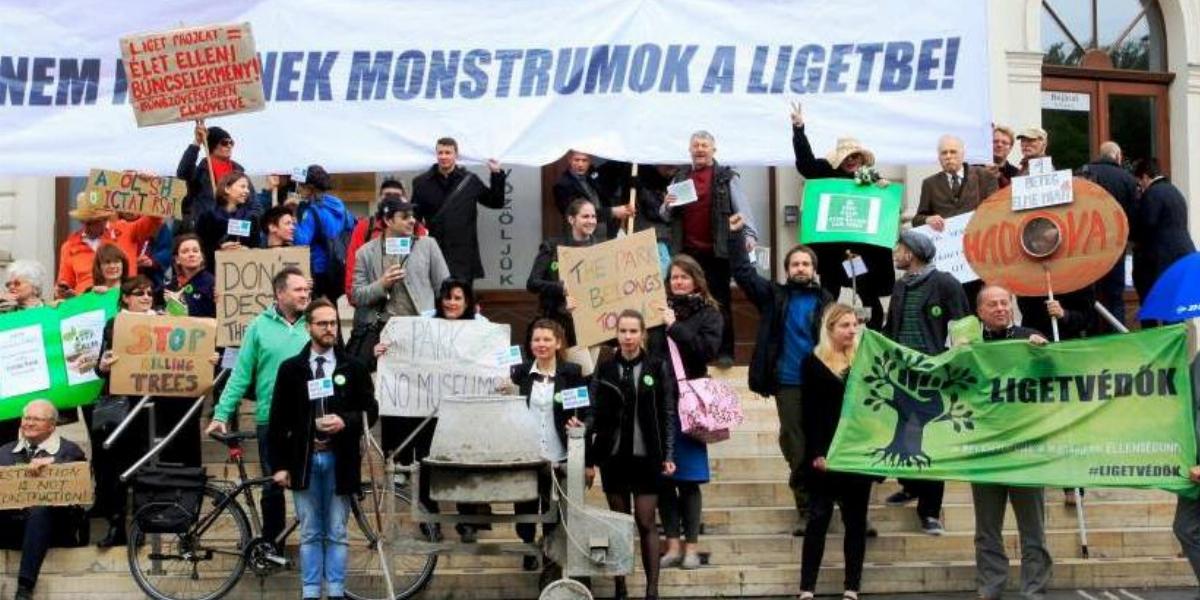 A Ligetvédők egy korábbi megmozdulása. Forrás: Facebook/Ligetvédők