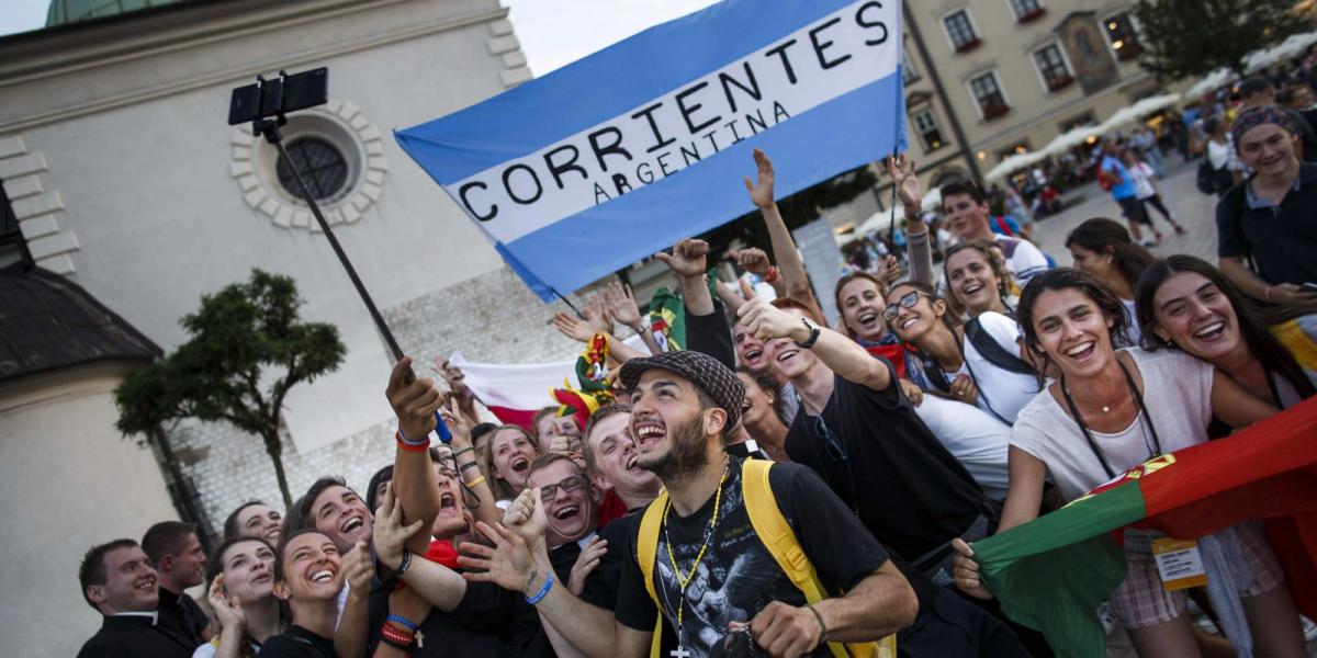 Argentin fiatalok is érkeztek a krakkói világtalálkozóra FOTÓ: EUROPRESS/GETTY IMAGES/CARSTEN KOALL