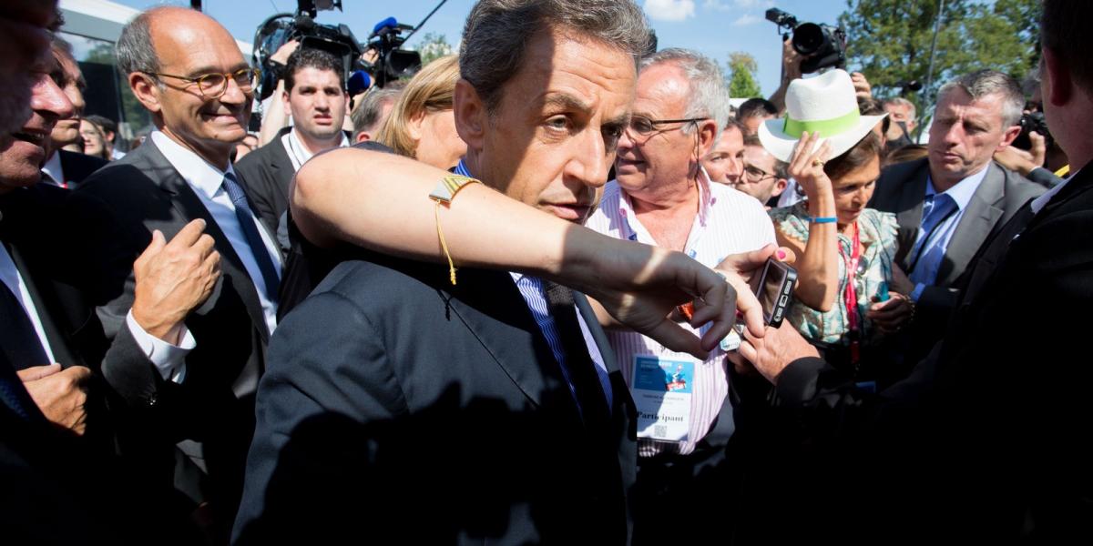 Sarkozy volt elnök lelkes hívei körében FOTÓ: EUROPRESS/GETTY IMAGES/CHRISTOPHE MORIN